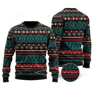 Native Aztec Navajo Ugly Christmas Sweater, Native Aztec Navajo 3D All Over Printed Sweater