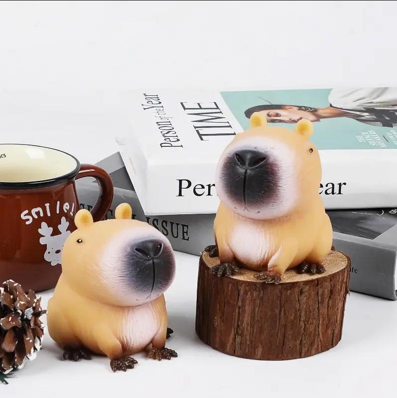 Extra Large & Super Soft Capybara Stress Balls, 2-Pack! Squishy Stretchable Fidget Toys, Cute Animal Squeeze Toys for Kids Party Favors, Office & Classroom Sensory Stress Relief