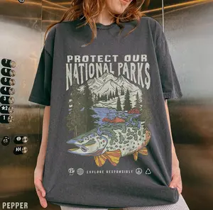 Comfort Colors 90s National Parks Unisex Vintage Graphic Tee Granola Girl Shirt Respect The Local Wildlife Tee Hiking Camping Clothes Wanderlust Shirt