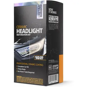 (R) Ceramic Headlight Restoration Kit - Guaranteed To Last As Long As You Own Your  - Brings Headlights  to Like  Condition - No Power Tools Required - 10 Wipe Kit