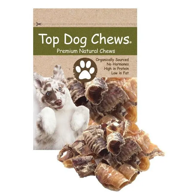 Top Dog Chews Premium Natural Beef Trachea Treats - High in Protein, Single Item Bagged Pack for Small-Large Pets, 1lb Bag