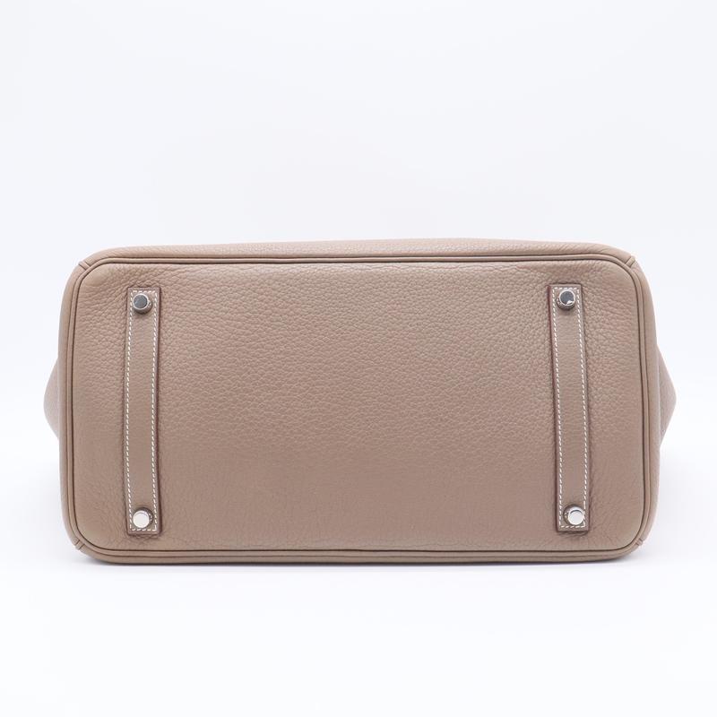 Pre-owned HERMÈS leather Tote Bags Hermes Togo BIRKIN 35 Color Gris Etoupe Palatium Hardware (full price 18999)