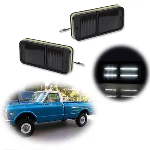 2PCS Smoked White LED Side Marker lamps Lights For 1968 1969 1970 1971 1972 Chevrolet GMC C/K Trucks,Replace OEM 0849522, 0849633