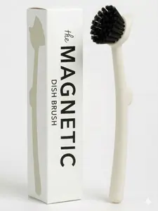 Earth & Mango Magnetic Dish Brush – Dish Scrubber with Built-in Scraper – Snaps to Sink, Dries Fast, Declutters Your Counter (Moss Green)