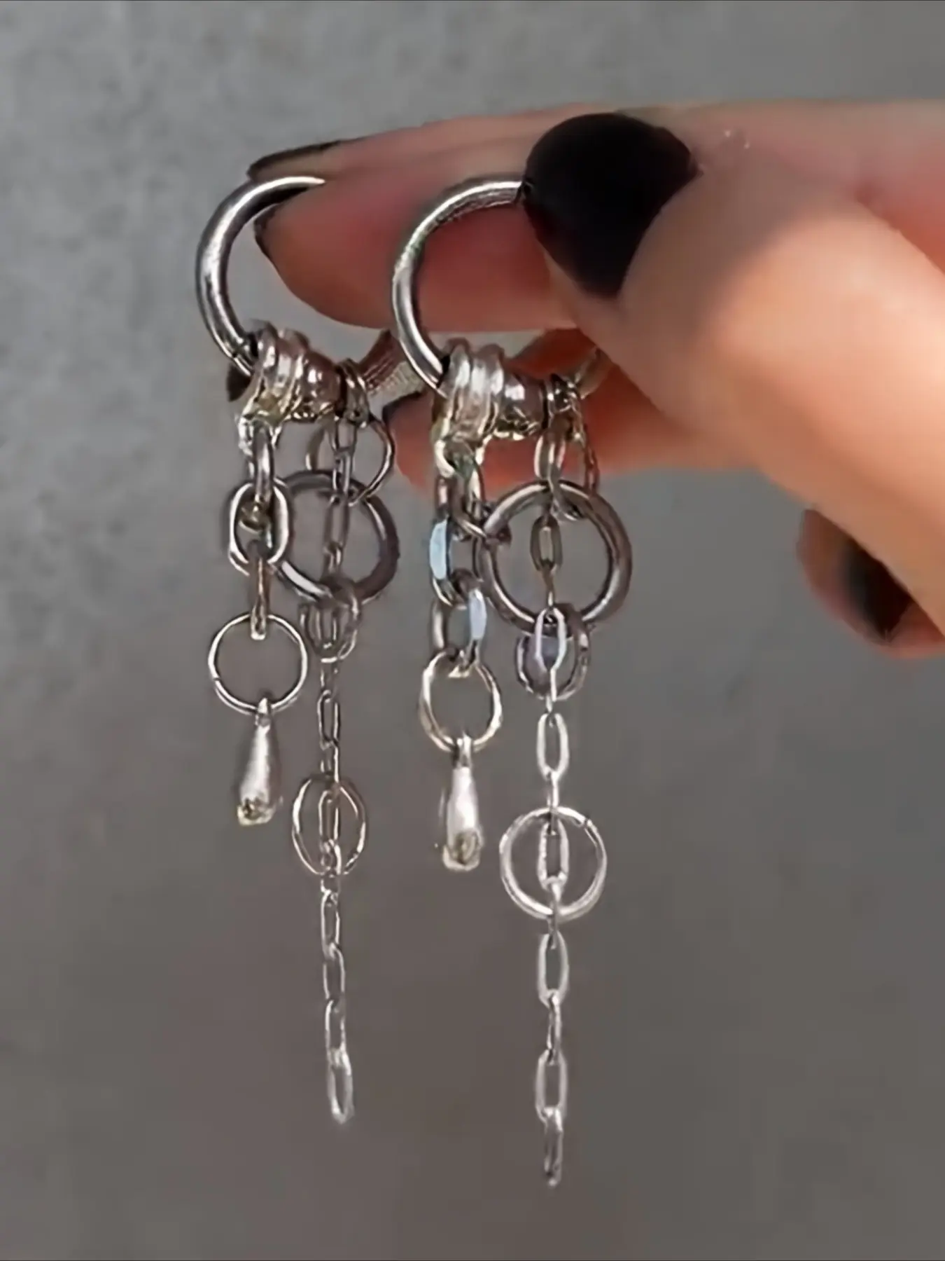 1 Pair Hip-Hop Trendy Metal Chain Long Dangle Earrings, Dangling Earrings, Punk Rock Unisex Party Street Style, Ear Hook Design