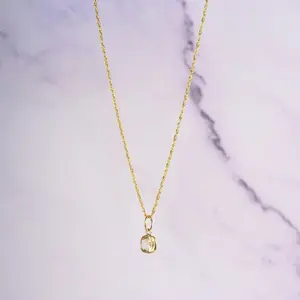 18K Solid Gold Lori Citrine Necklace: November Birthstone Pendant