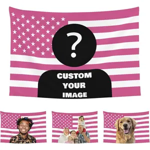 Custom Pink America Flag 40x60 inch Personalized Flags Design Your Image Funny Tapestry Poster For Decorate Clubs Concerts Bars University Dormitories Living Rooms Bedrooms