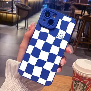 White Grid Phone Case For iPhone 14 13 15 Pro Max 11 12 Pro Mini 7 8 14 15 Plus X XS Max XR Shockproof  Fashion Case Back Cover