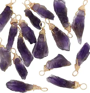 16 count About 28mm   Pendant Bulk Irregular  Charms   Copper Wire Wrapped Pendants  Stone    Charm for  Making