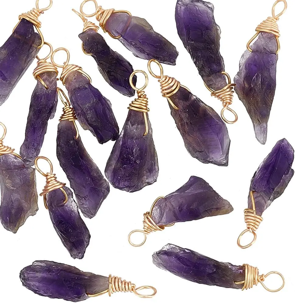 16 count About 28mm   Pendant Bulk Irregular  Charms   Copper Wire Wrapped Pendants  Stone    Charm for  Making