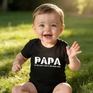 Funny Papa If He Cant Fix It No One Can Baby Bodysuit | Soft Everyday Outfit for Newborns & Infants | Easy-Care Infant Jumpsuit Breathable baby clothes baby boy stuff Casual Style, Crew Neck, Slight Stretch Fabric, for Outdoor