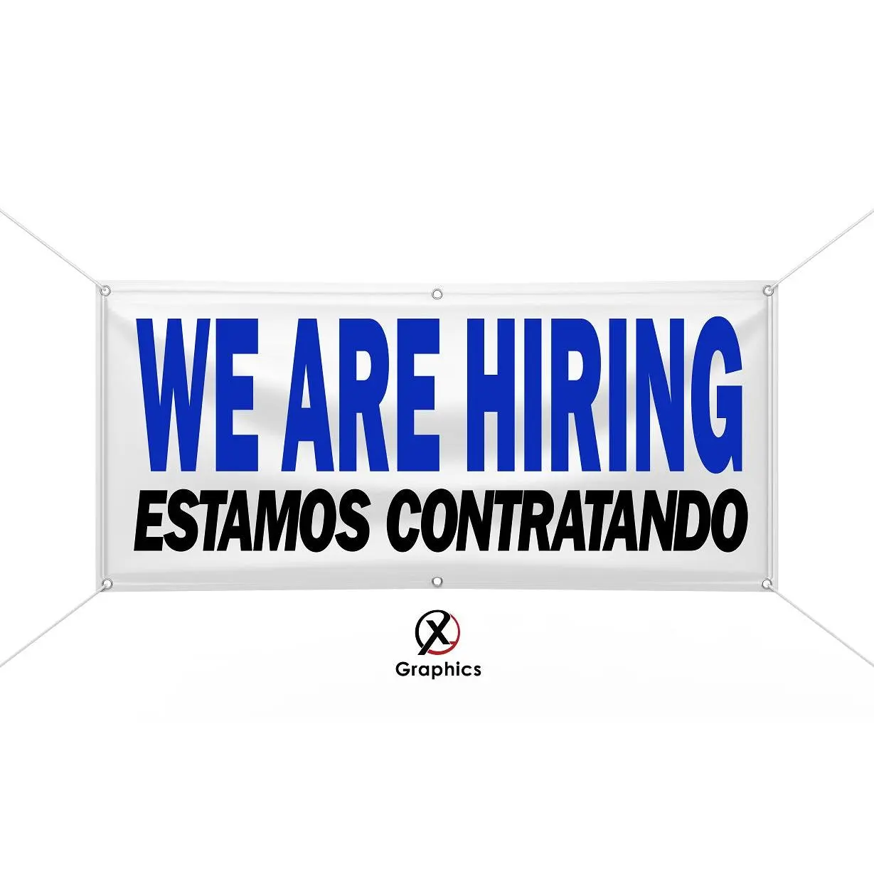 We Are Hiring Vinyl Banner advertising Sign any size Indoor Outdoor Advertising Vinyl Sign With Metal Grommets Estamos Contratando