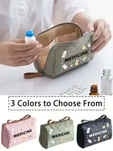 Portable Medicine Bag, Small Pill Box with Stethoscope Print, Nordic Style, Multi-Functional Classification Design, Travel Essential