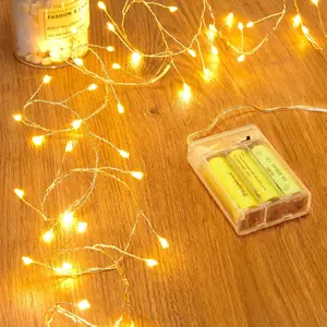 Battery Operated 60 LED Fairy String Lights Waterproof Silver Wire 5 Feet Firecracker Starry Light for DIY Wreath Home Wedding Bedroom Mason Jar Holiday Christmas Ramadan Decorations