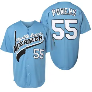 Mens Movie  Blue Jersey  Kenny Powers #55 Eastbound and Down Mexican Charros Kenny Powers 100% Stitched