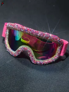 Women's Colorful Rhinestone Decor Y2K Festival Party Sunglasses, Cute Fashion Sun Glasses for Travel Beach Parties Bars Cosplay Selfie Accessory