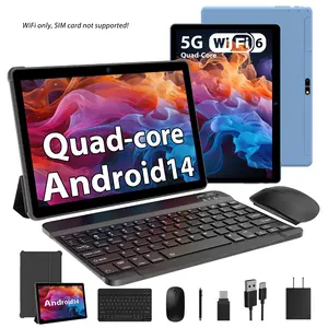 10.1" Android 14 Tablet - Blue with Keyboard & Stylus, WiFi 6, 8000mAh Battery, Bluetooth 5.0, 2 in 1 Tablet