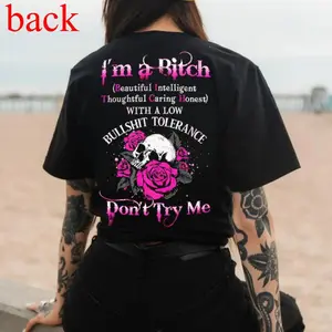 Fashionable Badgirl Shirt for Women Featuring Skull and Rose Design Confidence Tee