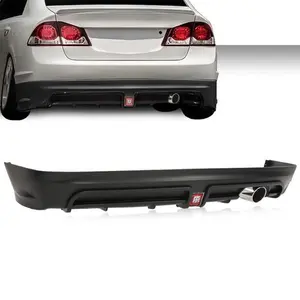 Rear Bumper Spoiler w/ LED Brake Light + Muffler Tip Fit For 06-11 Honda Civic