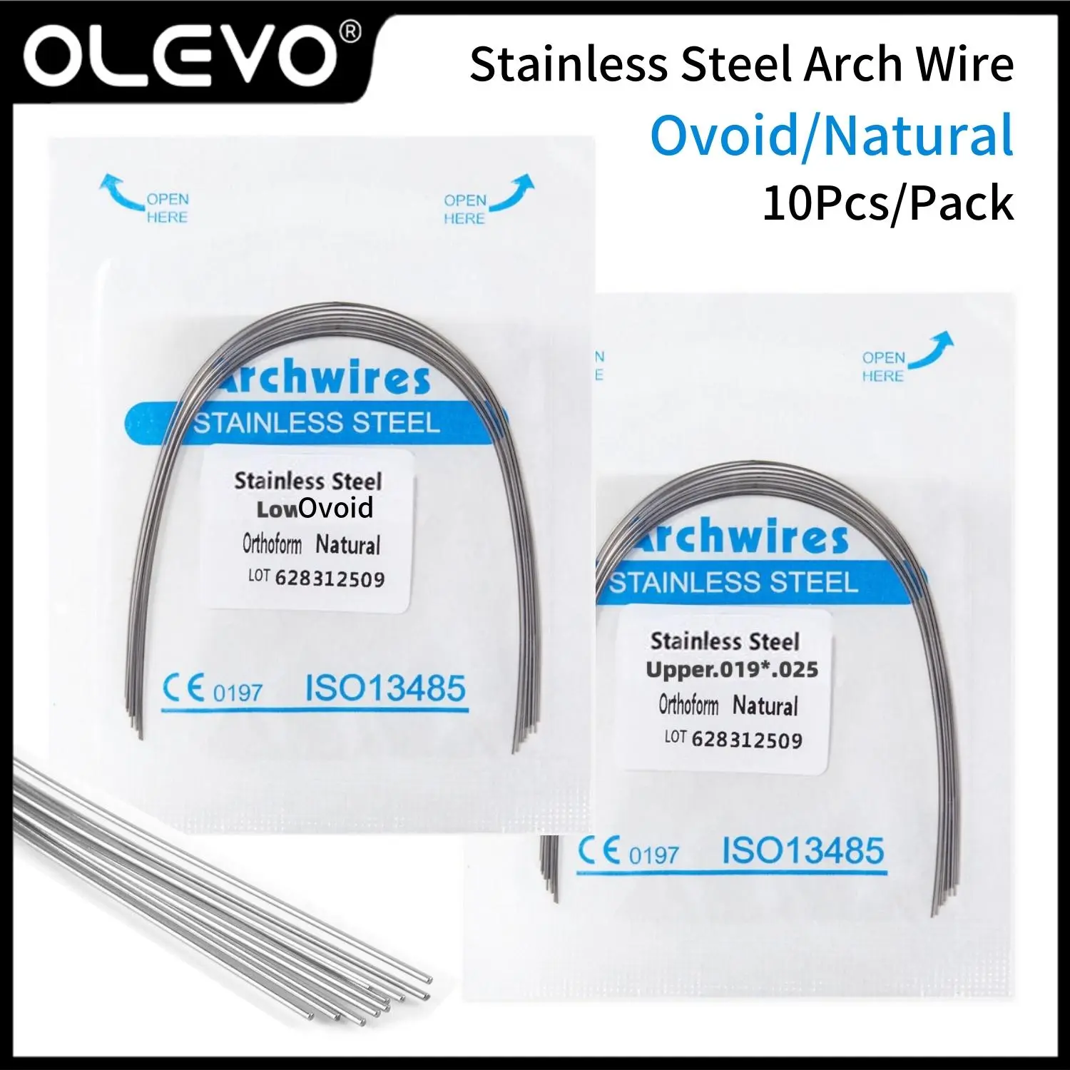 New 10pcs/Pack Dental Orthodontic Arch Wires Stainless Steel Archwires Ovoid/Natural Form Round Reangular Upper Lower Dentist Tool For Your Beauty