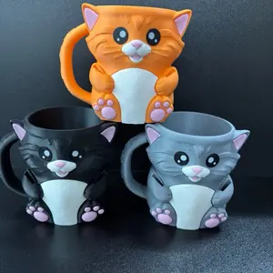 Cute Cat Ice Cream Pint Holder – 2 Spoon Slots & Hidden Drawer