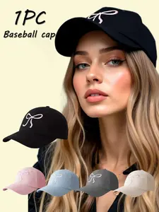 Cool Baseball Cap, Bowknot Design, Unisex Classic Style, Casual Fashion Accessory, Face Covering, All Seasons, Sports Leisure Wear