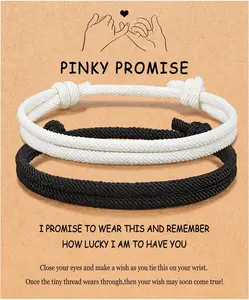 Adjustable Rope Couples Bracelets for Men, Boyfriend, Girlfriend, Soulmate, Husband, Wife - Anniversary Valentines Birthday Gifts for Him and Her