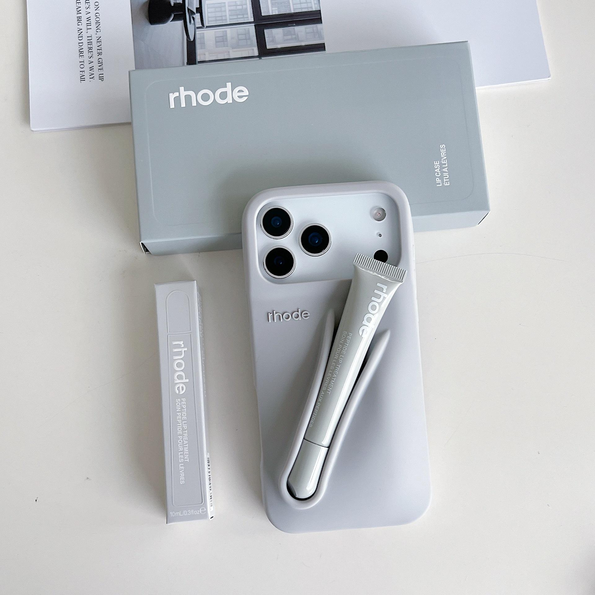 RHODE Beauty Organizer Phone Case for iPhone 11 12 13 14 15 16 17 Pro Max, Soft Silicone Protective Cover with Built in Lip Balm Holder