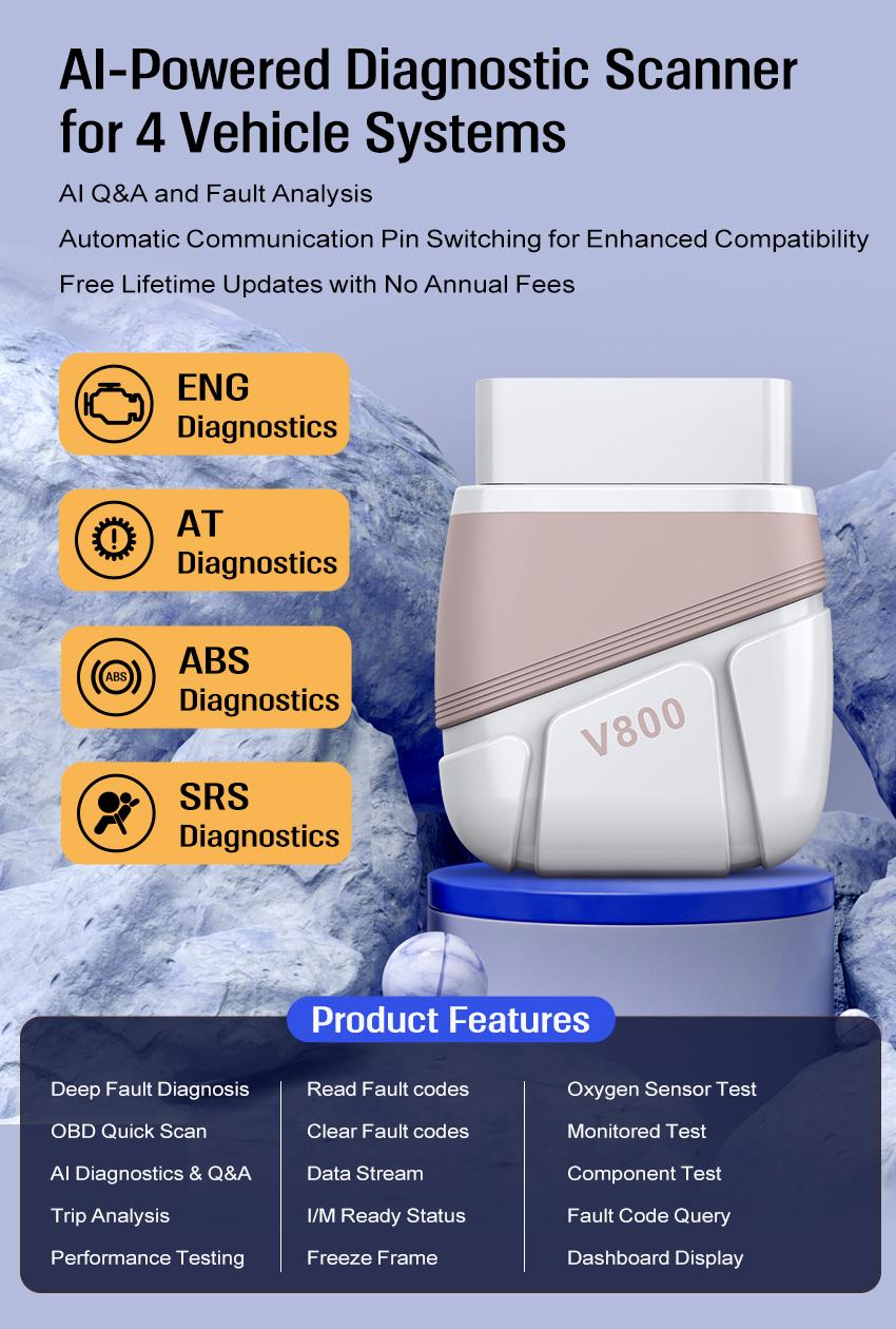 Panlong Bluetooth OBD2 Scanner for iPhone iOS Android Engine ABS SRS Code Reader Car OBDII Diagnostic Tool with Free App