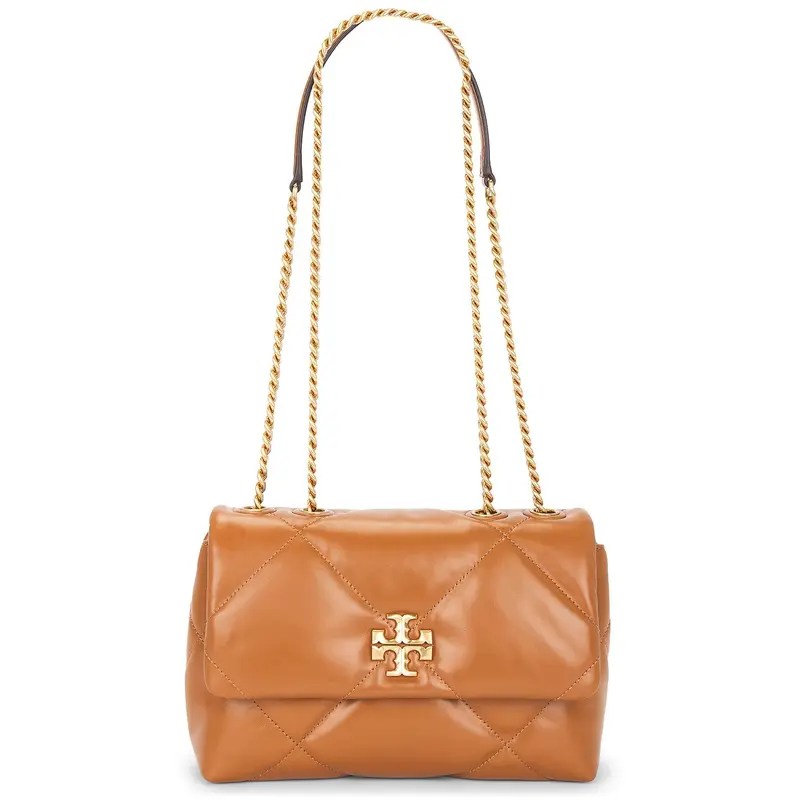 Tory Burch Kira Diamond Quilt Small Convertible Shoulder Bag in Classic Chestnut