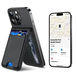 Magsafe Wallet Works with IPhong Find My, Strongest Magnetic  for iPhone , 6 Cards Holder,   with Airtag Holder Black Wireless Charging Rfid Blocking Lost Mode Durable Protection Stand Smartphone  Cellphone【Valentine's Day/Spring Festival/Festival Gifts】