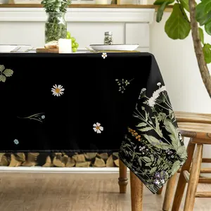 2D Flat Party Tablecloth 1pc, Spring Rectangular Wildflower Daisy Seasonal Tablecloth, Ideal for Parties Picnics Dinner Decorations