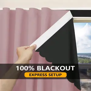Self Adhesive Curtain, 1 Count Blackout Magic Tape Stick on Curtain, Window Drapes for Home Living Room Bedroom, Home Decor, Room Decor
