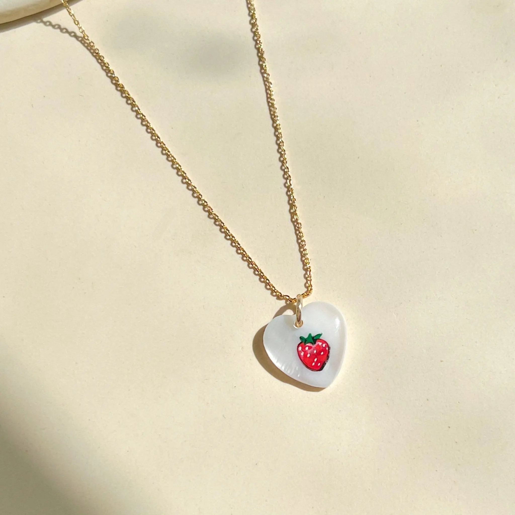 Strawberry Heart Charm Necklace