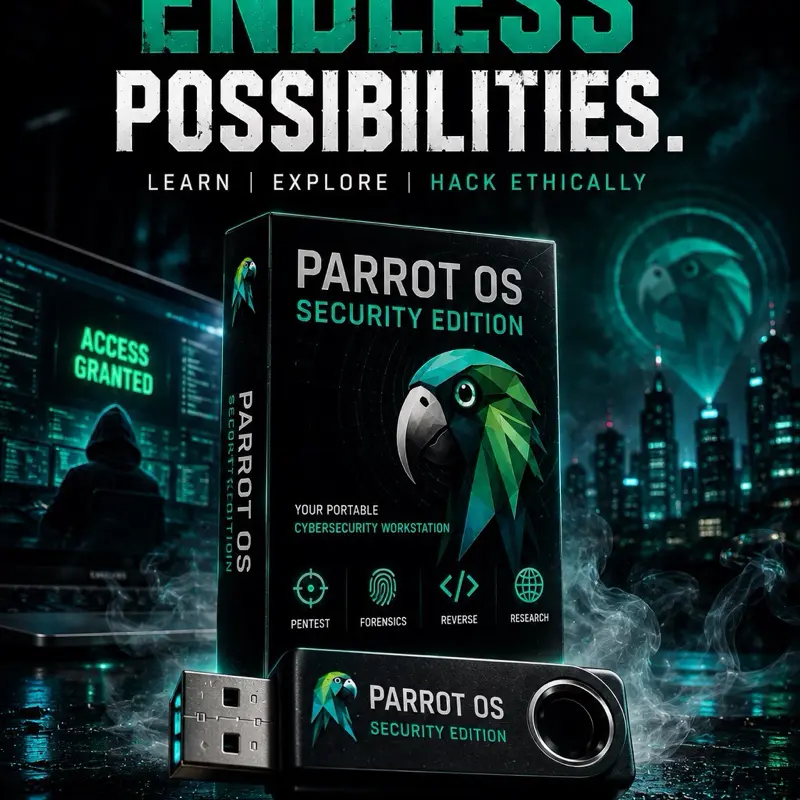 Parrot OS Security Edition Bootable USB Drive for CTF Players, Learning, Cybersecurity, Penetration Testing, Digital Forensics, Network Analysis, Reverse Engineering, Vulnerability Assessment
