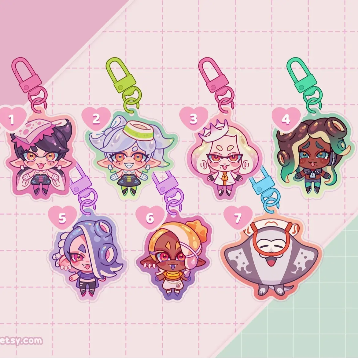 Splatoon Callie, Marie, Pearl, Marina, Shiver, Frye, Big man Acrylic Keychains , Great For Daily Use Or As Thoughtful Little Gifts For Your Friends And Yourself