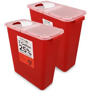 "GRAB IT NOW" Large Sharps Container for Home Use and Professional 3 Gallon (2-Pack) with Rotating lid, Biohazard Needle and Syringe Disposal, CDC Certified