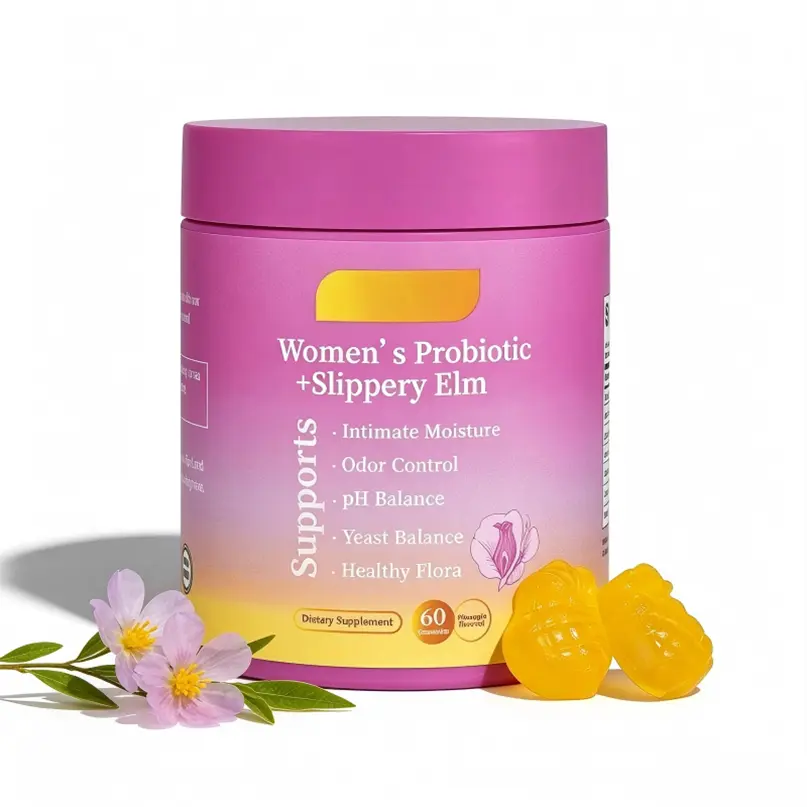 Her Juicy Feminine Probiotics Gummies- All in One Solution with Slippery Elm and Prebiotics&Lactobacillus Probiotic Blend for Women’s pH Balance and Dryness - Hawaiian Pineapple