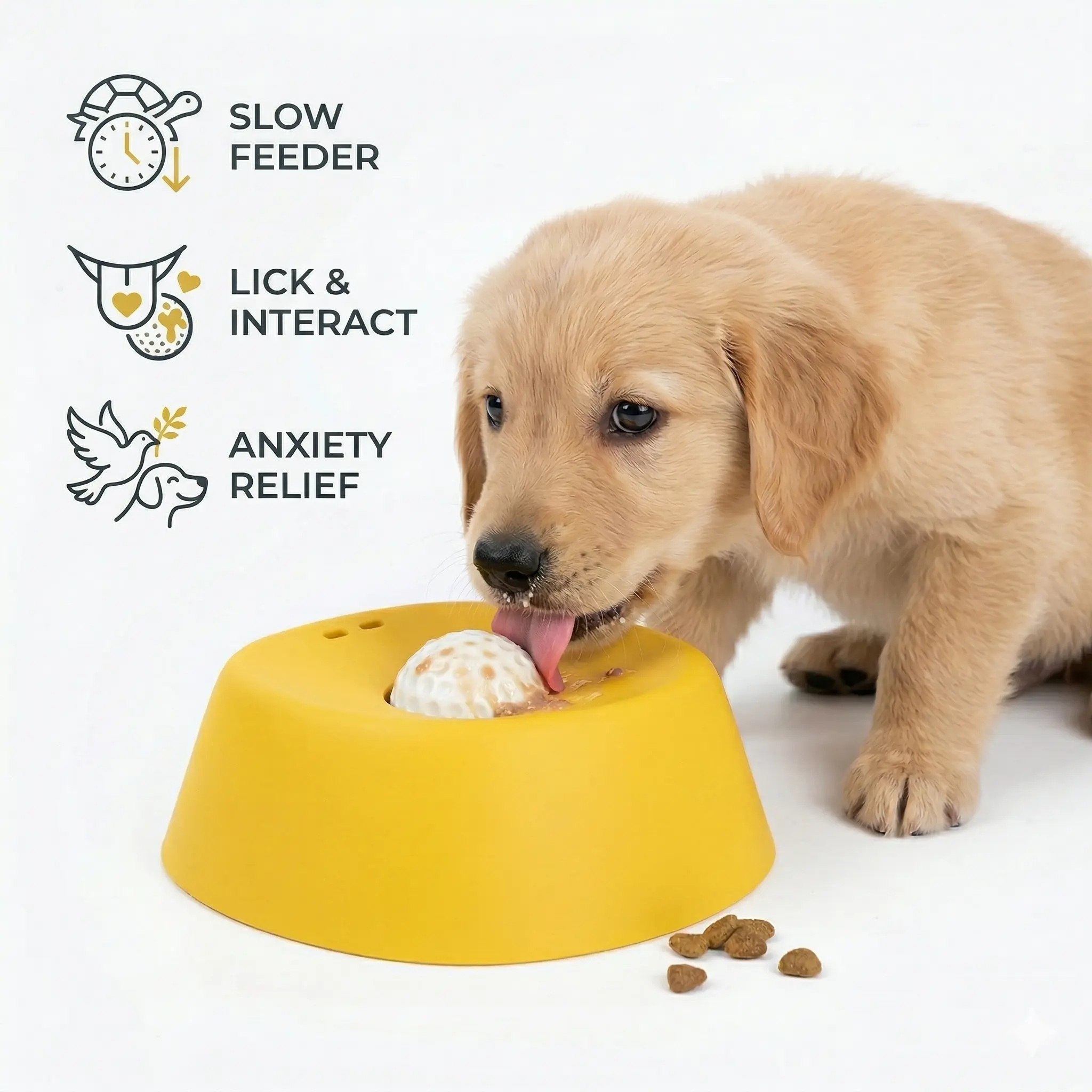 Mess-Free Spin Dog Lick Bowl Slow Feeding Bowl - 15X Slower Feeder, Splash-Proof Weighted Base, Reduces Bloat & Anxiety, Ideal for Liquid Treats, Peanut Butter, Slow Feeding Bowls