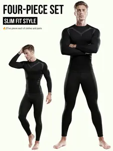 Men's Compression Sports 4-Piece Set (One-Piece Style) Quick-Dry Breathable Running & Fitness Outfit