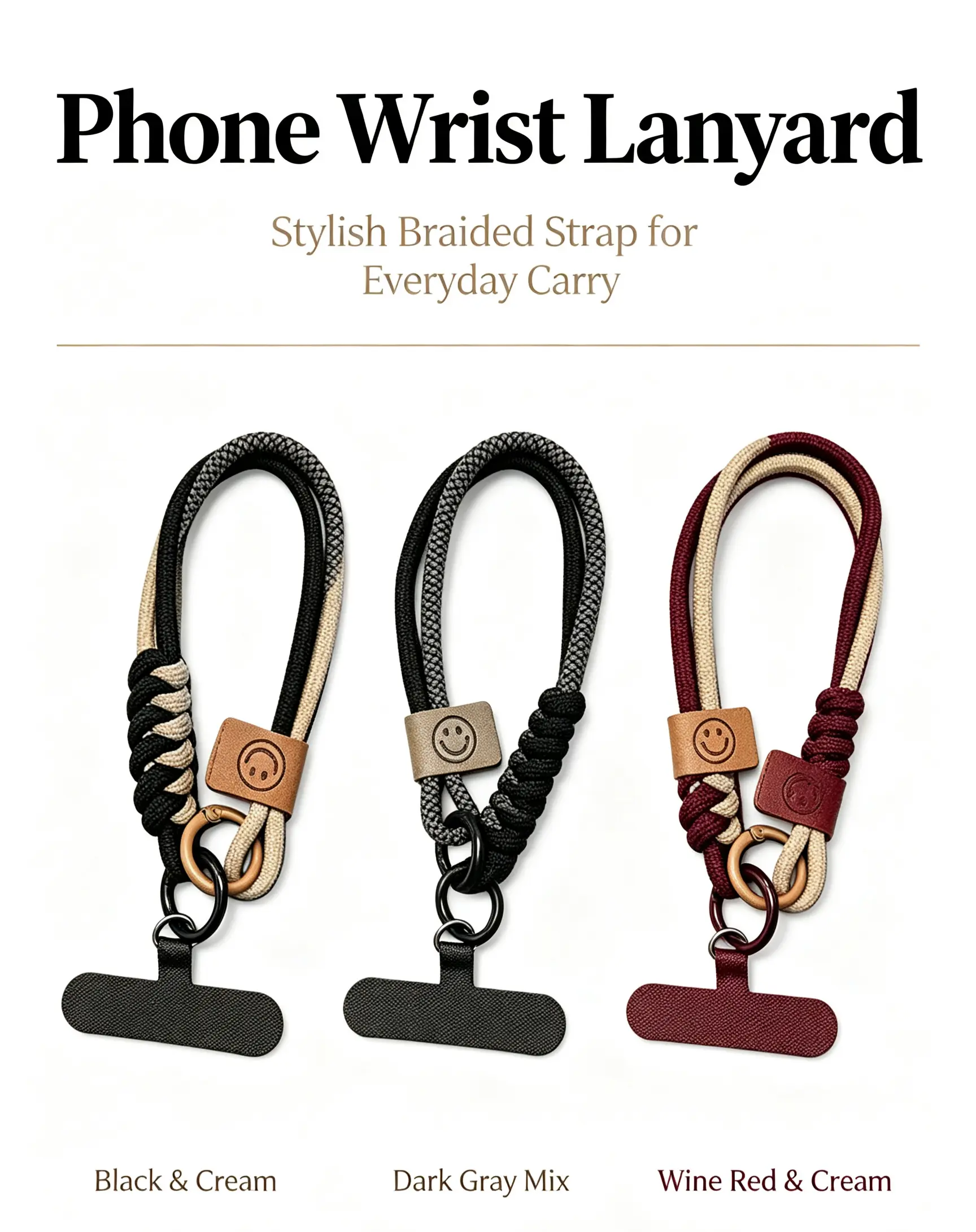 Multi-purpose adjustable woven hanging rope, mobile phone hanging rope, bag accessory, key hanging rope. Various hanging ropes for connecting various items.