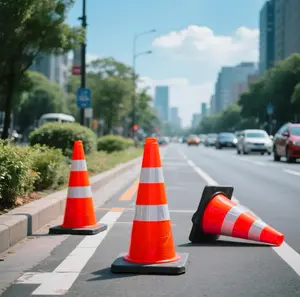 6 Pack 28 Inch Traffic Safety Cones Orange Parking Cones with Reflective Collars Heavy Duty Black Base Structurally Stable for Road Warning Parking Lot Public Place Traffic Control