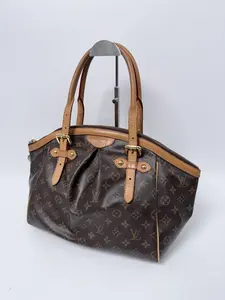 Pre-owned Louis Vuitton Monogram coated canvas + Vachetta leather trim Crossbody Bags Monogram Tivoli GM Handbag Brown JD246LV