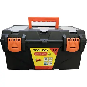 Tool Box 15 Inch Black/Orange With Removable Tray And Top Compartments