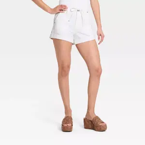 Women's Pull-on Drawstring High-Rise Jeans Shorts - Universal Thread