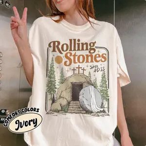 [Saleup to 75%]Rolling Stones Comfort Colors Shirt, He Is Risen Christian Shirt, Easter Christian Shirt, Funny Christian Shirt, Trendy Easter Clothing