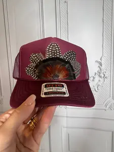 Maroon Custom Feather Hat