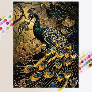 Peacock Pattern DIY Diamond Arts Colorful Painting Kit, DIY 5D Diamond Arts Colorful Painting Kit, Wall Art Decor for Home Living Room Bedroom, Handicraft