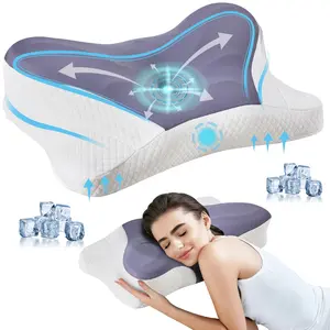 Neck Pain Relief Pillow, Cervical Pillow with Cooling Memory Foam, Dual Height Ergonomic Contour for Side & Back Sleepers