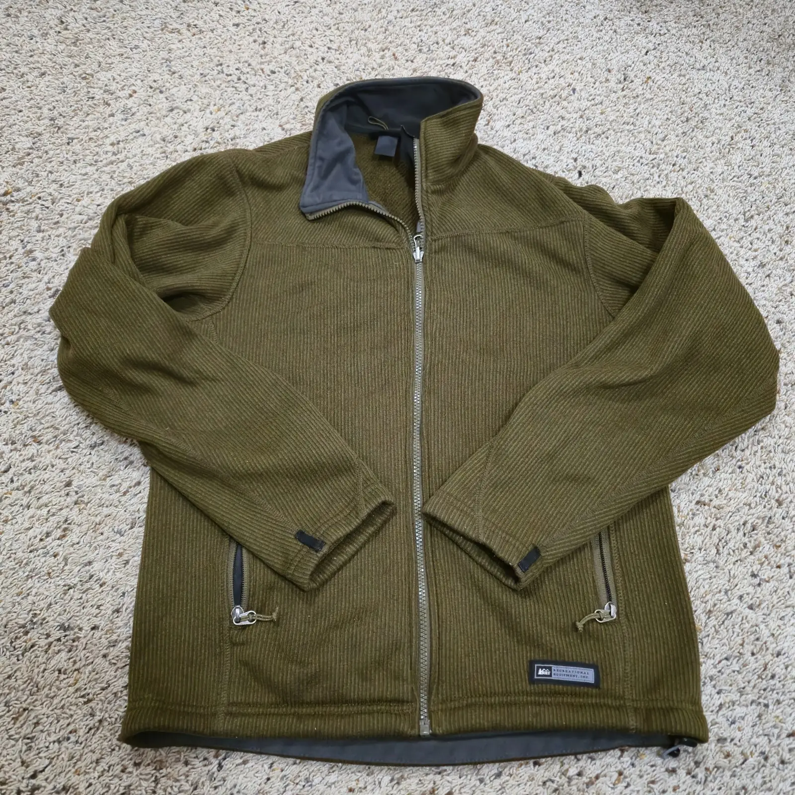 REI Full Zip Sweater Jacket Size Medium Green Polartec
